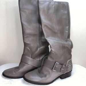 BRIAN ATWOOD GREY EMBELLISHED BOOTS SIZE 9 WOMEN